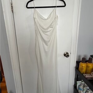 Showpo Cream Satin Cowl Neck Maxi Dress